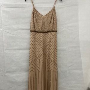 BHLDN Obreanna ADRIANNA PAPELL Taupe Pink Art Deco